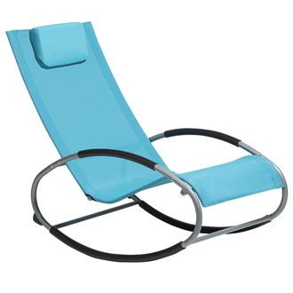 Beliani Beliani - Tumbona Mecedora De Jard&iacute;n Gris Con Marco De Acero Azul Turquesa Con Coj&iacute;n Para La Cabeza Campo