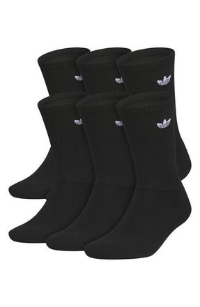 adidas 6-Pack Trefoil 2.0 Crew Socks in Black/White at Nordstrom, Size Large