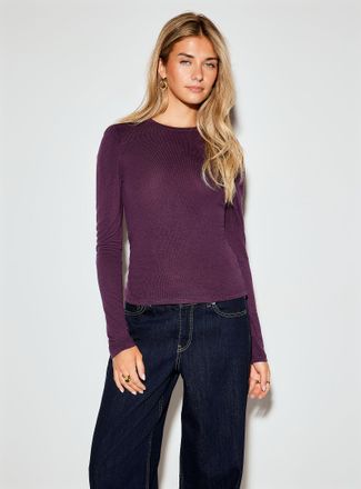 Icone Womens Puff-shoulder supple knit T-shirt