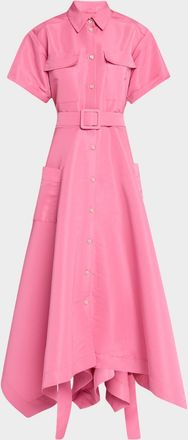 Bibhu Mohapatra Camellia Belted Faille Trench Maxi Dress