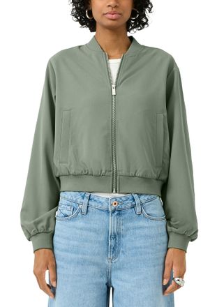 QS by s.Oliver Bomberjacke QS, Damen, Gr. XXL (44), light olive, Web, Obermaterial: 80% Polyester, 16% Viskose, 4% Elasthan, unifarben, l&auml;ssig geschnitten h&uuml;ftlang, 