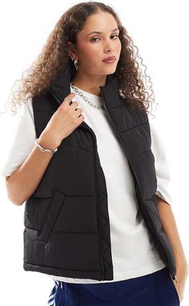 Noisy May high neck padded vest in black