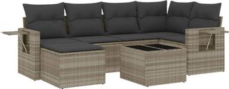 vidaXL Set De Sof&aacute;s De Jard&iacute;n 7 Pzas Con Cojines Rat&aacute;n Pe Gris Claro Vidaxl