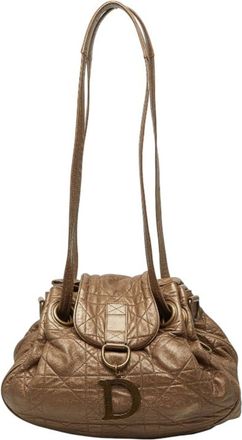 Dior Gold Leather Shoulder Bag Tote Bag (Pre-Owned)