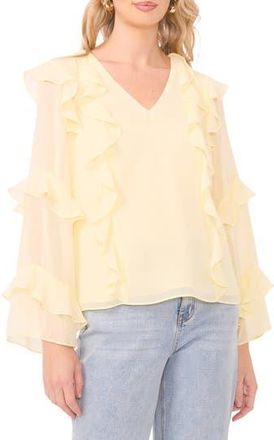 1.State Ruffle V-Neck Top in Pastel Yellow at Nordstrom Rack, Size X-Large