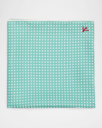 Isaia Men & apos;s Polka Dot Silk Pocket Square