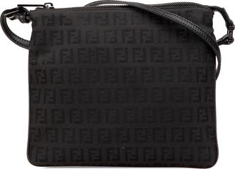 Fendi Pre-owned Womens Ff Jacquard Crossbody Bag - Black Textile - One Size