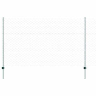 Berkfield Home Fence Posts 11 pcs U-Channel Green 140 cm Steel, Hexagon Fence Gr