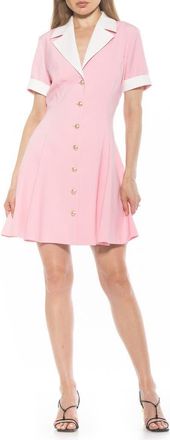 Alexia Admor Linus Short Sleeve Fit & Flare Shirtdress in Pink at Nordstrom Rack, Size 10