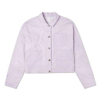 Converse (WMNS) Converse Printing Casual Reversible Short Shirt Jacket Purple 10022421-A01