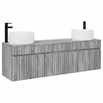 vidaXL Juego De Muebles De Ba&ntilde;o 3 Uds. Sonoma Gris 49 X 44,5 X 66 Cm Vidaxl