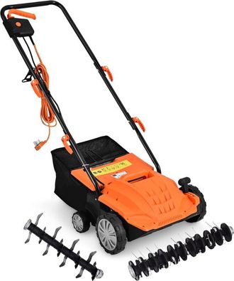 Costway Costway Escarificador El&eacute;ctrico 2 En 1, Aireador De C&eacute;sped Con Cable De 12 Amperios, Capacidad De Bolsa 30 L, Desmalezador Ajustable De 3 Posiciones Y