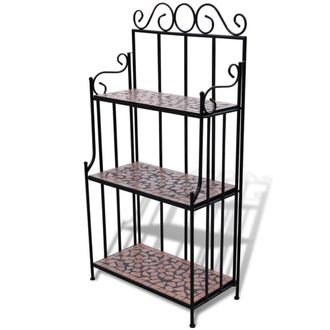 Berkfield Home Plant Stand Plant Display Terracotta Colour Mosaic Pattern in Black