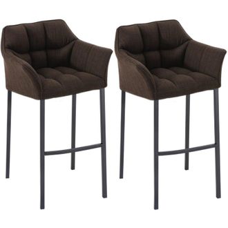 Clp Set 2 sgabelli bar damaso in tessuto marrone nero