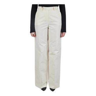 Kiton Wide Trousers, female, White, Size: XL Wide Trousers