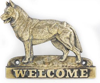 OEM Husky Siberiano, Husky Siberiano - Placa De Puerta Con Un Perro, Placa De Bienvenida De Lat&oacute;n, Letrero &Uacute;nico Con La Inscripci&oacute;n Welcome De Art-dog