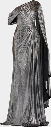Tadashi Shoji Zeka Metallic Cape Sleeve Gown
