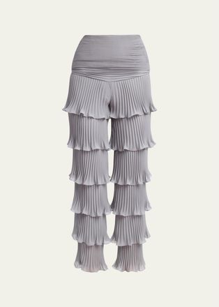 Valentino Garavani Pleated Ruffle Tiered Pants