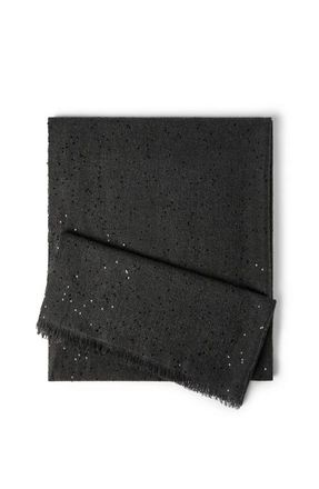 Brunello Cucinelli Cashmere and silk Diamond yarn scarf in Lignite Grey at Nordstrom