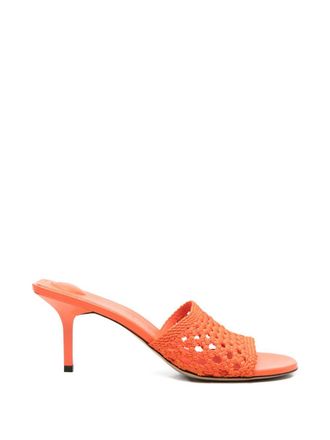 Jacquemus Woven Orange Sandals with Low Kitten Heel