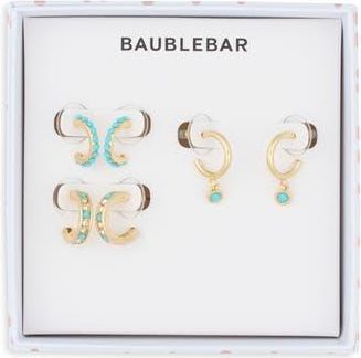 BaubleBar Got the Blues Set of 3 Huggie Hoop Earrings in Turquoise at Nordstrom Rack