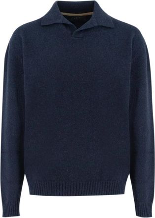Sease Polo-stijl Jumper - Heren - V-hals truien - Blauw - L - Kasjmier - Truien & Vesten