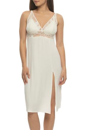 Felina Annalisa Lace Trim Chemise in Whisper White at Nordstrom, Size X-Large