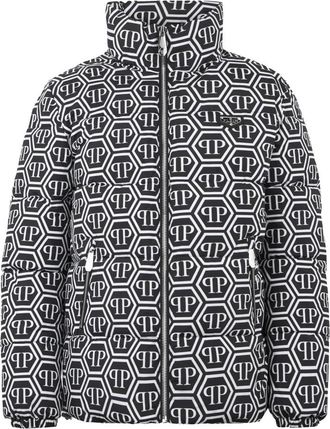 Philipp Plein Nylon Puffer Jacket Monogram - Heren - Winterjassen - Zwart - M - Nylon - Jassen