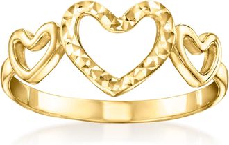 Canaria Canaria 10kt Yellow Gold Diamond-Cut Heart Ring