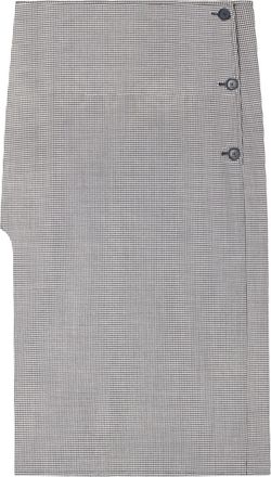 Courr&egrave;ges BlackWhite Oblique Houndstooth Midi Skirt
