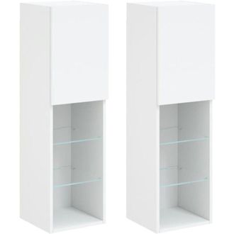 vidaXL Vidaxl - Muebles De Tv Con Luces Led 2 Uds Blanco 30,5x30x102 Cm
