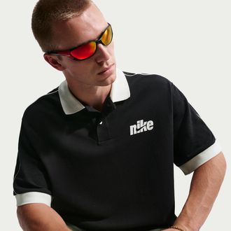 Nike Mens Nike Sportswear Club Oversized Short-Sleeve Polo in Black | IF0723-010
