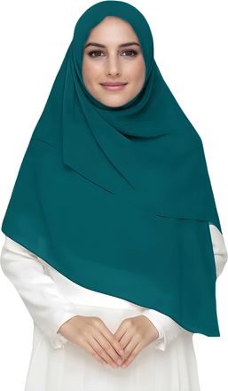 Lina & Lily Premium Chiffon Hijab Head Scarf Shawl Wrap for Muslim Women Square 145 x 145cm (Teal Blue)