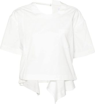 sacai asymmetric poplin T-shirt - women - Polyester/Cotton - 2 - White