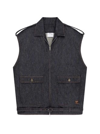 Courr&egrave;ges Sleeveless Denim Bomber Jacket