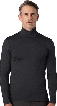 Lapasa Mens Middleweight Turtleneck Base Layer Top for Men Thermal Underwear Top Long Sleeve T-Shirt M124, Dark Heather Gray, M