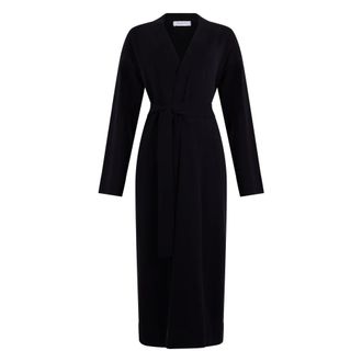 Fabiana Filippi Belted Coats, female, Black, Size: 2XS Long V-neck Dress