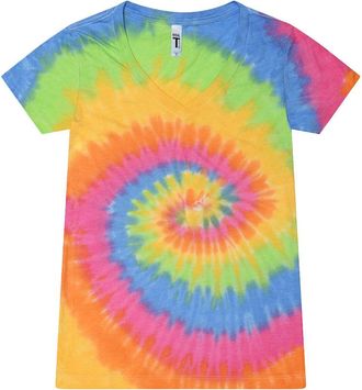 Colortone Womens Tie-Dyed V-Neck T-Shirt