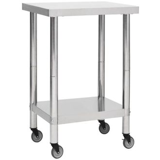 vidaXL Mesa De Trabajo Para Cocina Con Ruedas Acero Inox 60x60x85 Cm Vidaxl