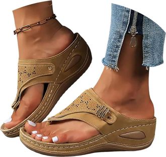 Generic Orthopedic Sandals For Women 2026 Summer Orthopedic Wide Width Wedge Flip Flops With Arch Support Non-Slip Platform Slides Lady Slip On Wedges Lightwe