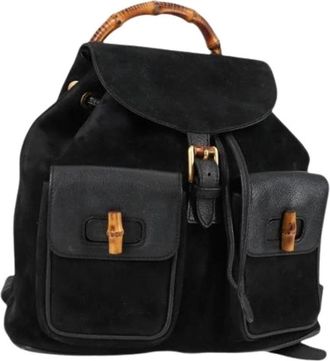 Gucci Pre-owned Suede backpacks - Dames - Vintage Rugzakken - Zwart - ONE Size - Leer - Vintage
