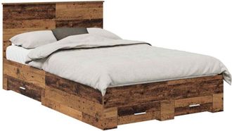 vidaXL Estructura De Cama Con Cabecera Madera Vieja 120 X 190 Cm Vidaxl