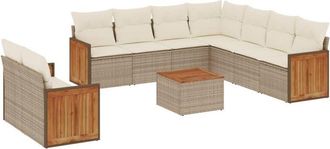 vidaXL Juego De Sof&aacute;s Jard&iacute;n Con Cojines Beige 10 Pzas Rat&aacute;n Sint&eacute;tico Vidaxl