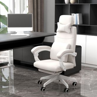 Vinsetto Home Office Chair Reclining Computer Chair w/ Lumbar Support in White