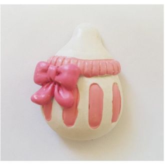 Trade Shop Trade Shop - 12 Piezas Favores Biber&oacute;n Rosa Chupete De Cer&aacute;mica Im&aacute;n Bautizo Nacimiento
