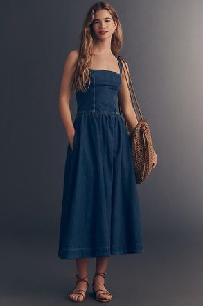 Reformation Janu Organic Cotton Denim Midi Dress