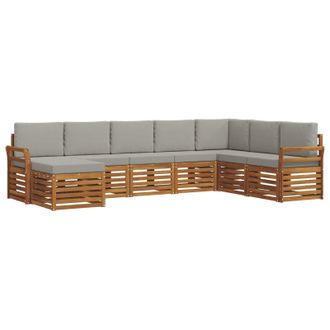 vidaXL Conjunto De Sof&aacute;s De Exterior 8 Pcs Gris Natural Y Claro Vidaxl