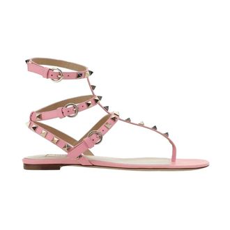 Valentino Garavani Flat Sandals, female, Pink, 2 UK, Stylish Gladiator Sandals with Studs