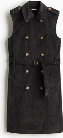 H&M Ärmelloser Trenchcoat aus Cord - Schwarz