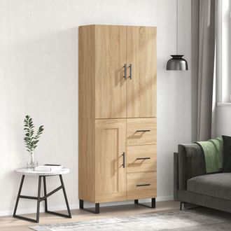 vidaXL Vidaxl - Aparador Alto Madera Contrachapada Color Roble 69,5x34x180 Cm